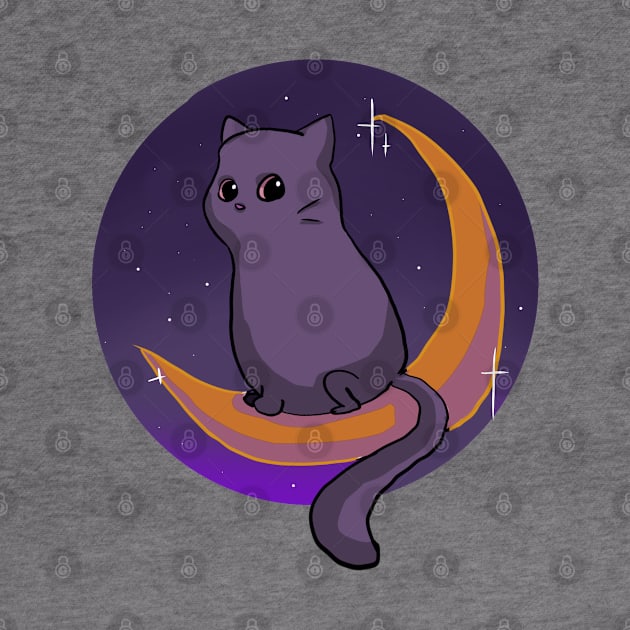 Halloween Cat Sitting on the Moon by PreeTee 